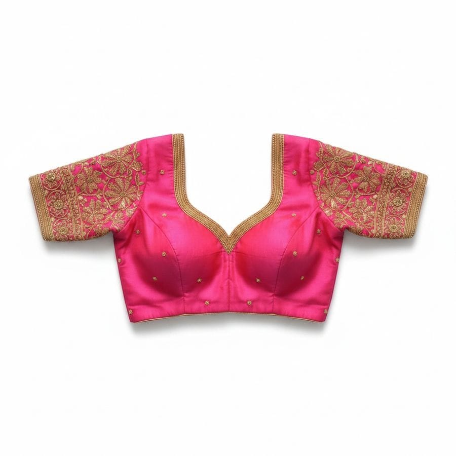 Pink Embroidered Ethnic Blouse