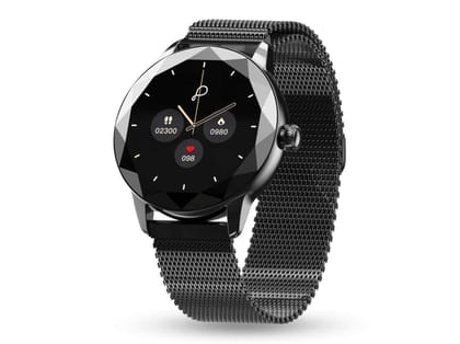 Pebble Vienna Smart Watch, 1.27" HD Display, BT Calling, Diamond Cut Design, Female Health Monitoring, Heart Rate Monitoring, Sleep Monitoring - Classic Black Pebble Vienna Smart Watch, 1.27" HD Display, BT Calling, Diamond Cut Design, Female Health Monitoring, Heart Rate Monitoring, Sleep Monitoring - Classic Black
