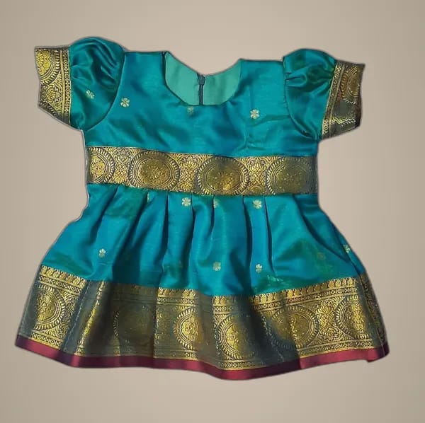 Mom And Me Morpankhi Satin Frock (0-3 Months) | Premium Elegant Design | Ethnic Wear
