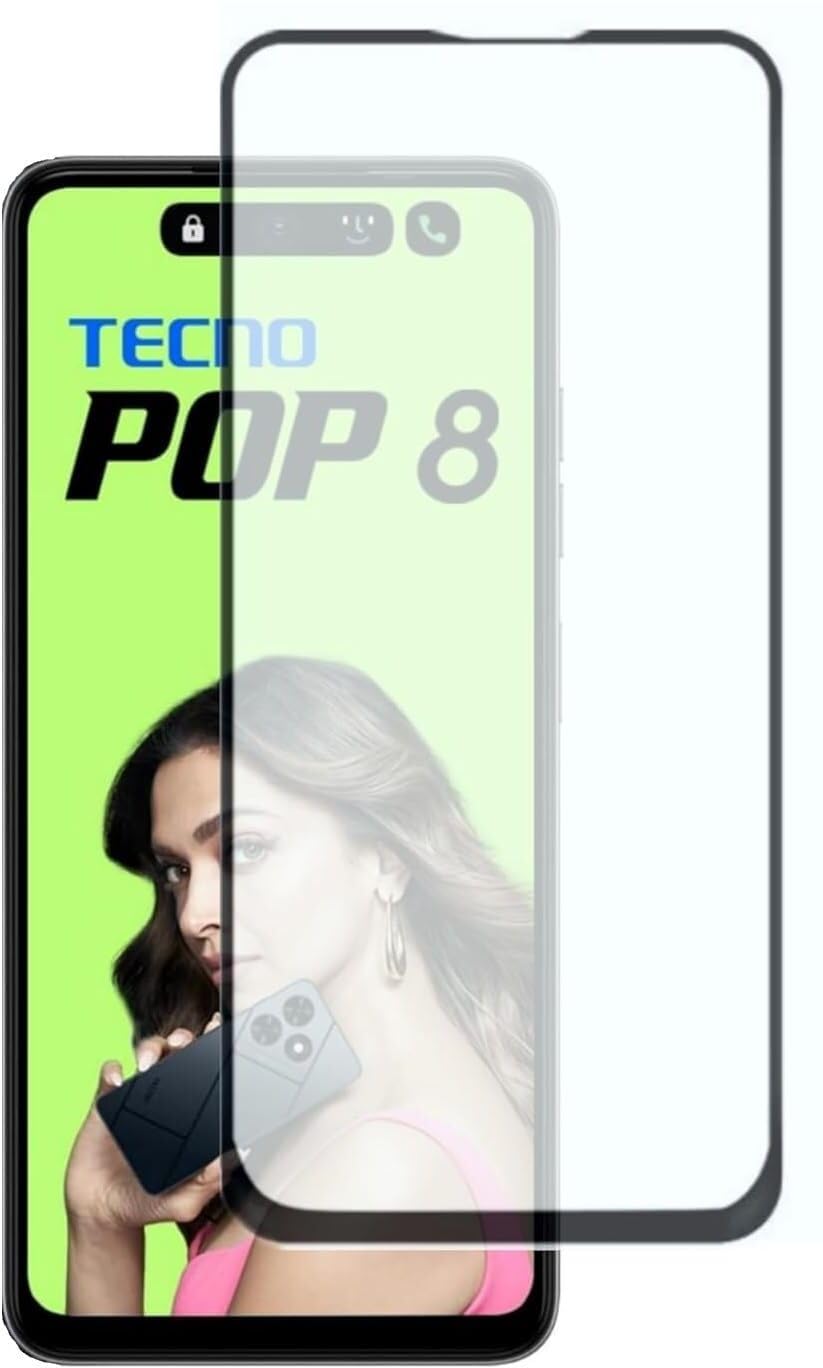 PLUGTECH Advanced Tempered Glass With Anti-Explosion 9H Hardness Edge-To-Edge Coverage Screen Guard for TECHNO PONE PLUS8