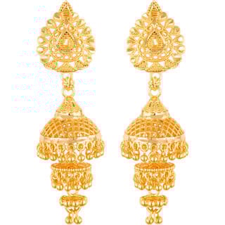 Allure Glittering GoldPlated Screw back alloy Jhumki Earring for Women and Girls
