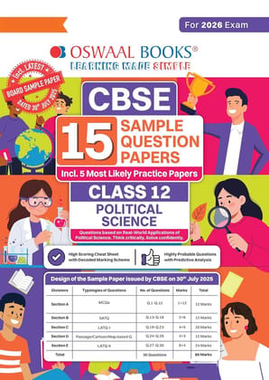Oswaal CBSE 15 Sample Question Papers Class 12 Political Science for 2026 Board Exam (As per CBSE Sample Question Paper issued on 30 July 2025-oswaalspps12 [Paperback] Oswaal