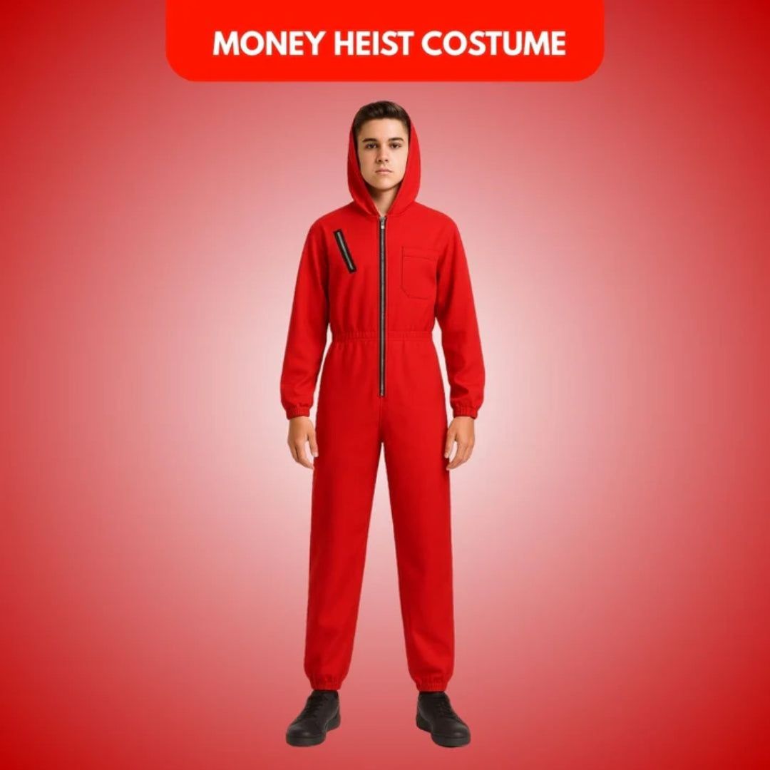 Money Heist Red Zipper Costume for Adults - 1PC