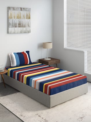 DDecor 100% Combed Cotton Single Bedsheet with 1 Pillow Cover | Graphic 136TC | Soft & Comfortable | Perfect for Everyday Bedroom Use | Fable Collection | 152 CM X 229 CM