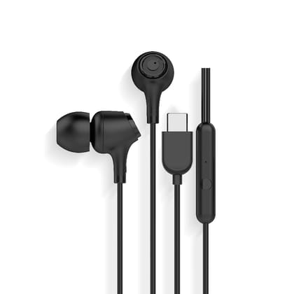 Blaupunkt EM01 in-Ear Type C Wired Earphone with Mic and Deep Bass HD Sound Mobile Headset with Noise Isolation Black / 10 MM