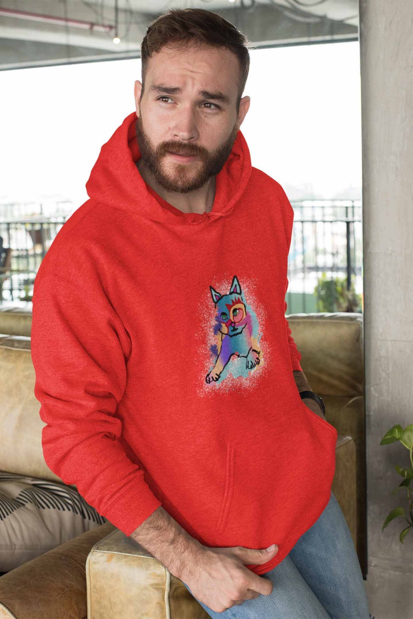 Hoodie (Men) - Russian Blue Sparkle Cat (12 Colours)