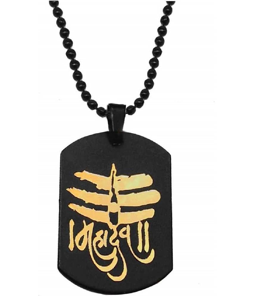 ASTRODIDI Stainless Steel Lord Shiv Shankar Mahadev Locket Pendant with Chain (Black )