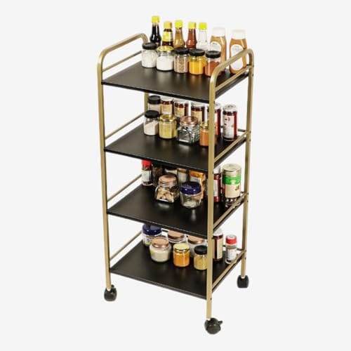 4 Tier Metal Rolling Trolley Cart Stand with Wheels