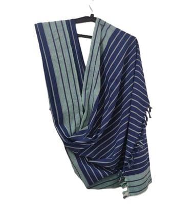 Dhaga Vishwas Ka Green Blue Handloom Cotton Stole Dhaga Vishwas Ka Green Blue Handloom Cotton Stole