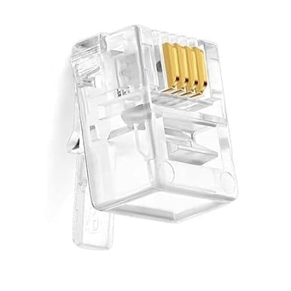 RJ11 4 Pin Telephone Plug 6P4C Modular Plug Telephone Phone Connector Crystal Head Plug Network Connector,Four-Core Cable RJ 11 Plug (Pack Of 20)