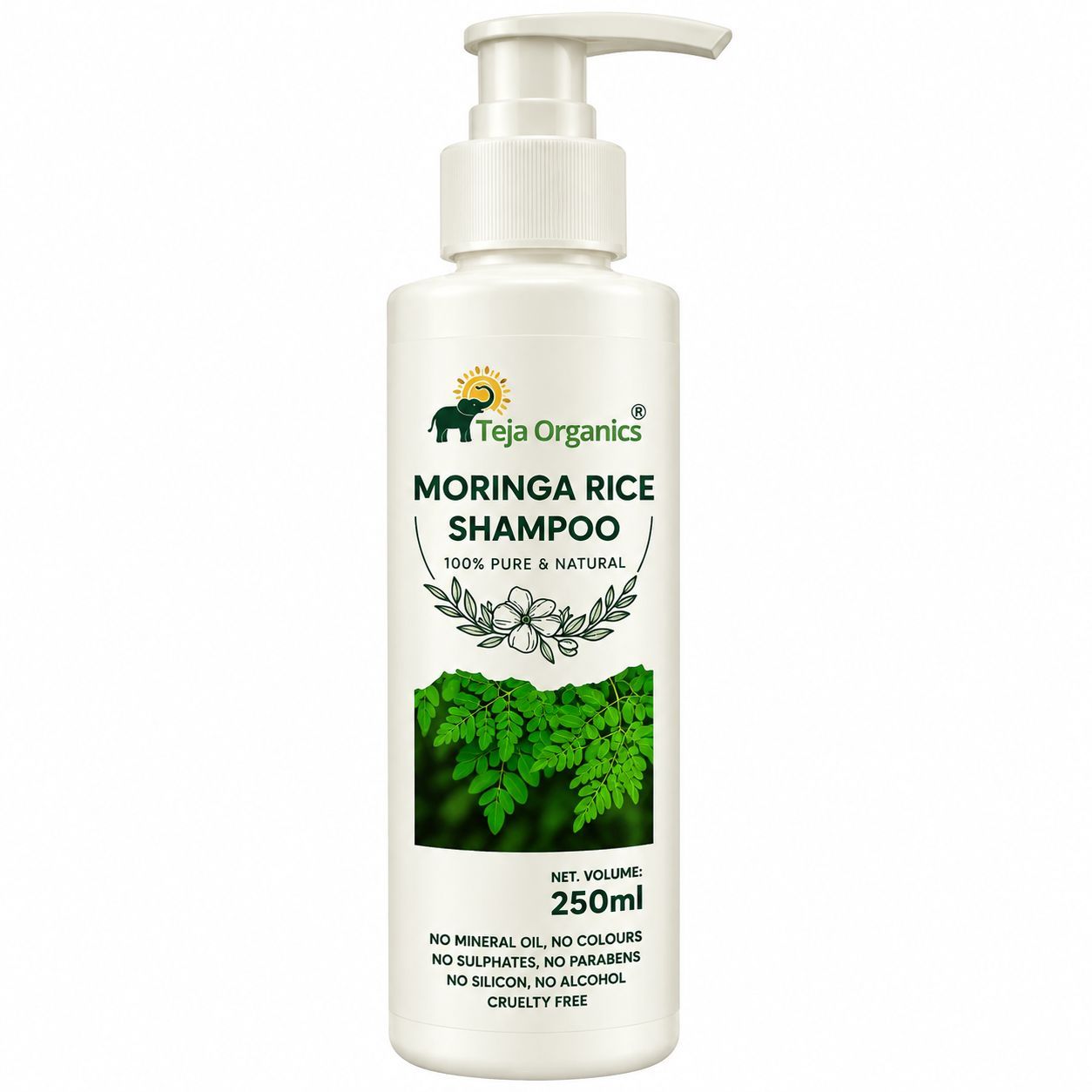 Moringa Rice Shampoo 250 ml | Blend of moringa and rice extract | Enriched with Moringa | Hydrates & Moisturizes | Natural Conditioner
