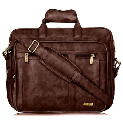 Brown Color Faux Leather 28L Laptop Messenger Bag For Men BG63