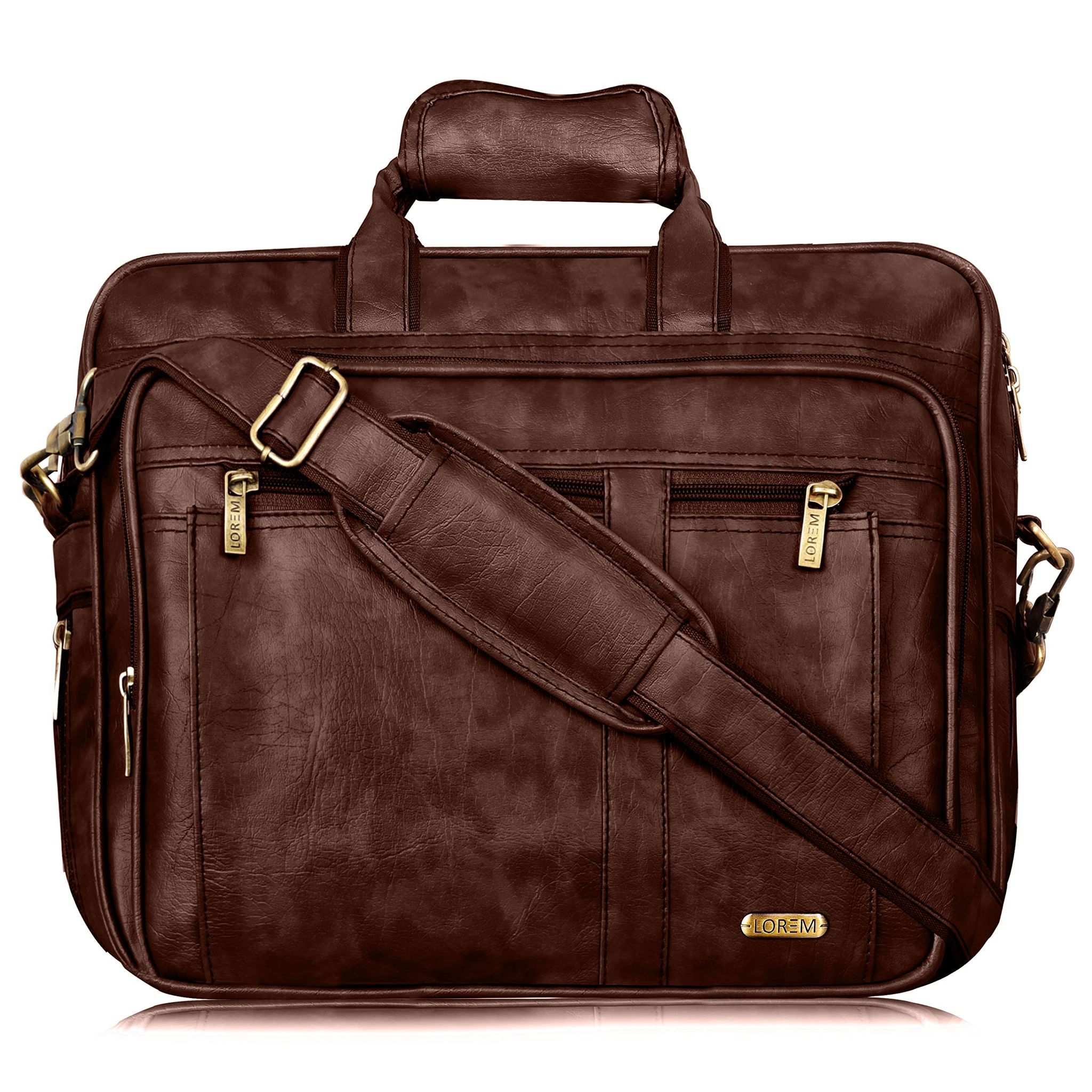 Brown Color Faux Leather 28L Laptop Messenger Bag For Men BG63
