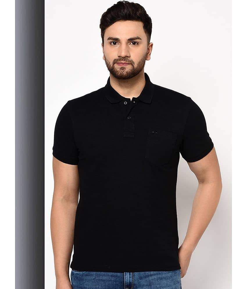 98 Degree North Pack of 1 Cotton Regular Fit Solid Half Sleeves Men's Polo T Shirt ( Black )