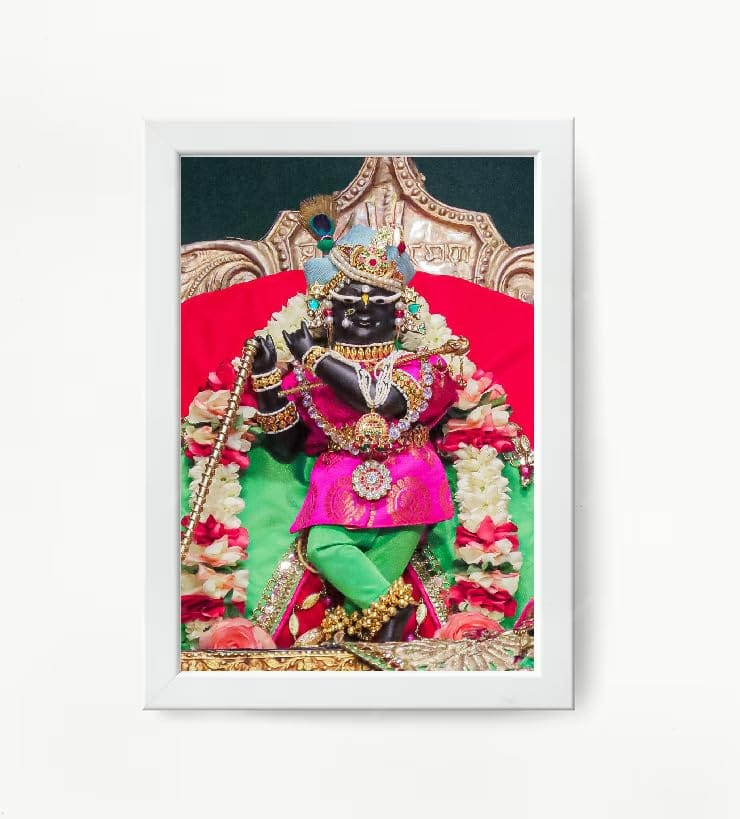 NOKKES Radha Raman Ji Vrindavan Radha Raman Thakur Ji White Photo Frames Religious Photo frame 5X7 Inch Photo Frame_QWW89