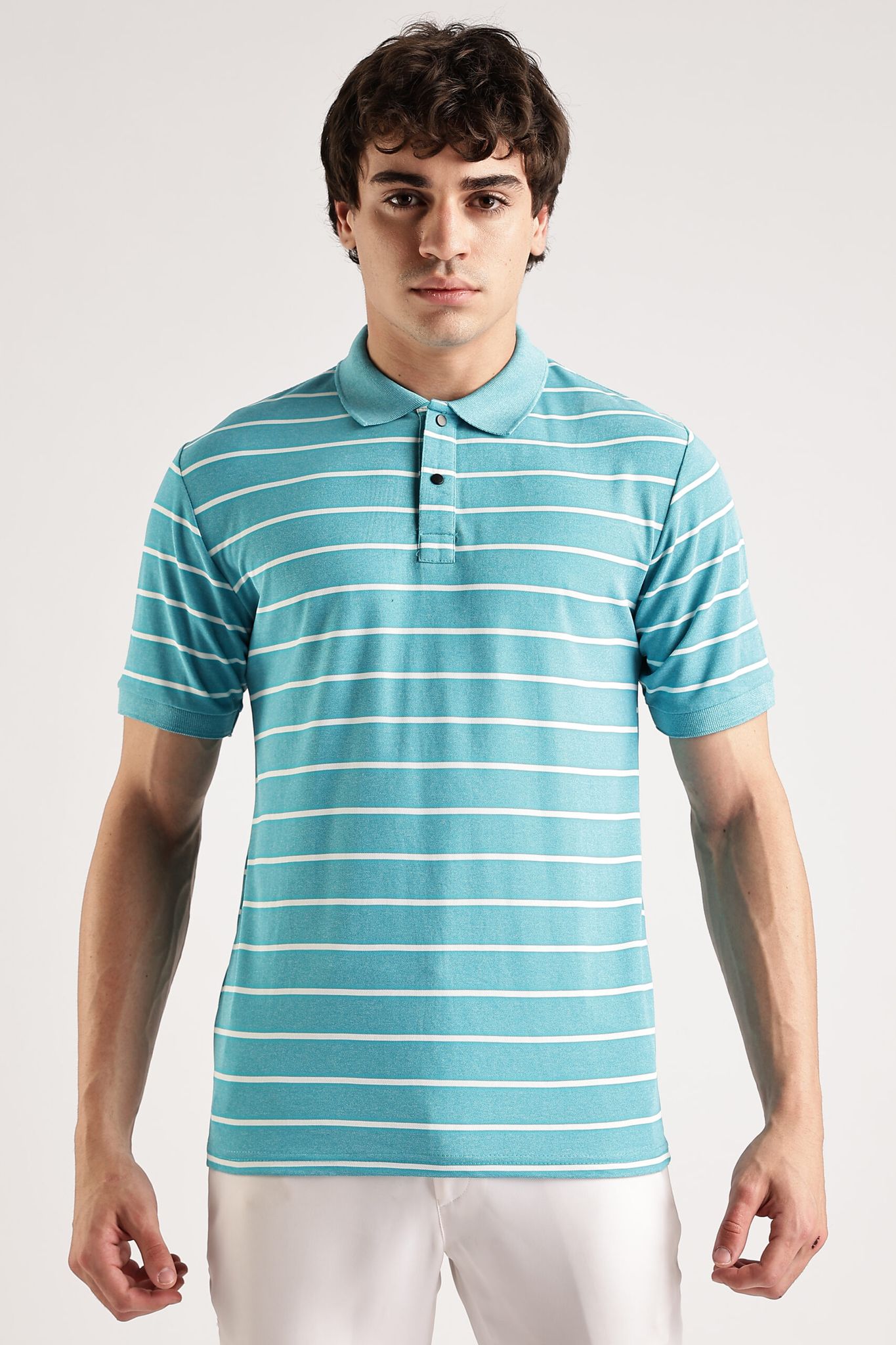 Pollycotton Blue Striped Polo