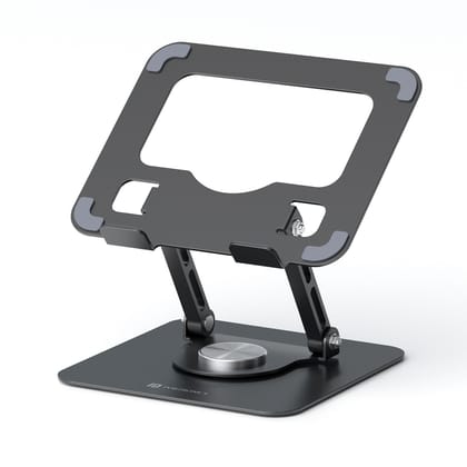 Portronics My Buddy A1, Metal Tablet Stand, 360° Rotating Base, Height & Angle Adjustable, Supports Up to 12 Inch Tablets & 5Kg Load, Foldable & Portable, Anti-Slip Pads 
