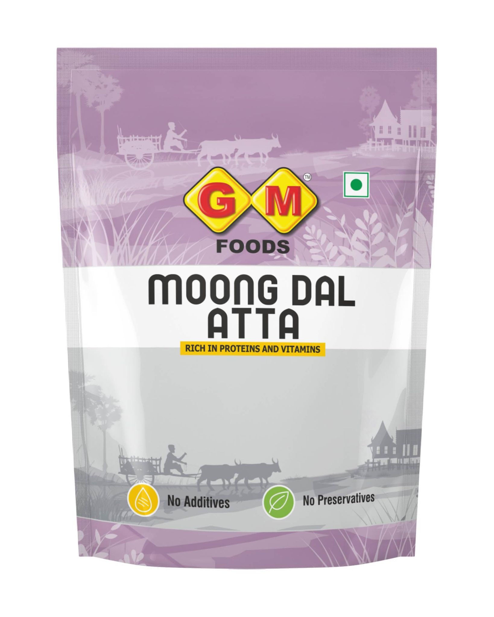 GM Foods Moong Dal Atta 500 grams | Rich in Protein & Vitamins | No Additives or Preservatives | Healthy Atta for Roti, Chilla, Dosa, Baking & Everyday Cooking Needs