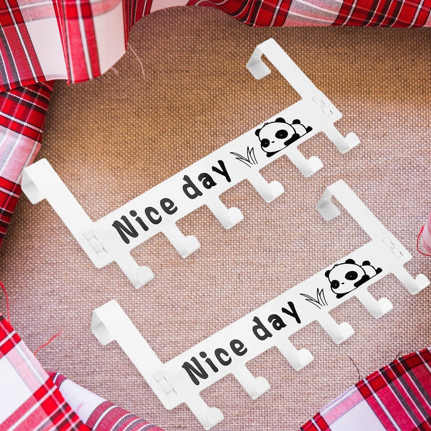 Heavy-Duty Carbon Steel Door Hook Hanger Rack (2 pc / 6 Hook / White)