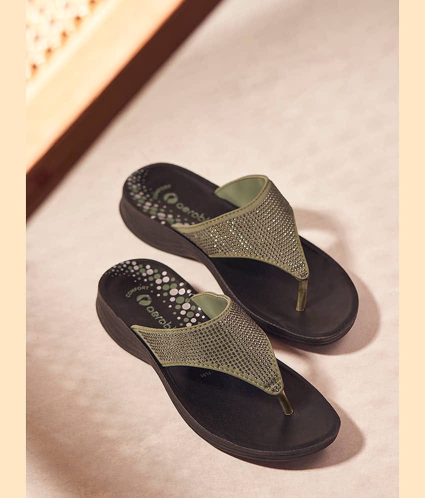 Aeroblu Footwear AEFL91 Black Women's Open Toe Flats