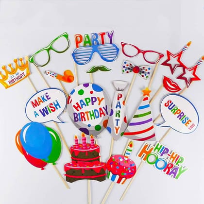 Happy Birthday Multicolor Photo Props - 20PC