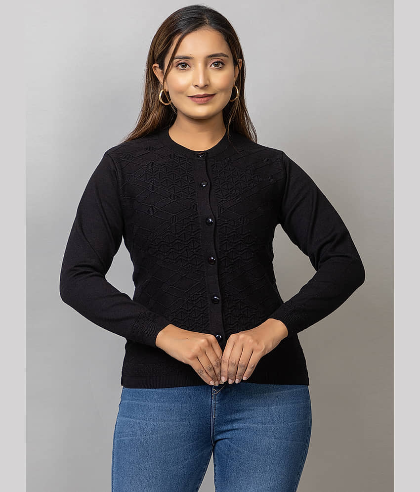 MISDYNAMIC Woollen Round Neck Women's Buttoned Cardigans - White ( Single )