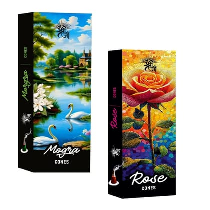 Shri Shriji Flam Aromatic Peace Mogra Incense Cones Combo � Premium Floral Scented Dhoop Cones for Pooja, Meditation, Aromatherapy & Home Fragrance