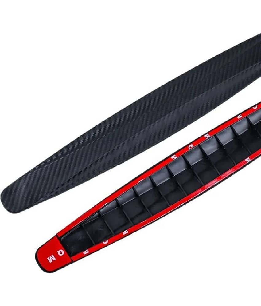 HINGOL Anti-Collision Car Corner Bumper Protector Rubber Strips Bumper Guard with Red Strip and Black Carbon Fiber Design Universal for All Cars - Set of 2