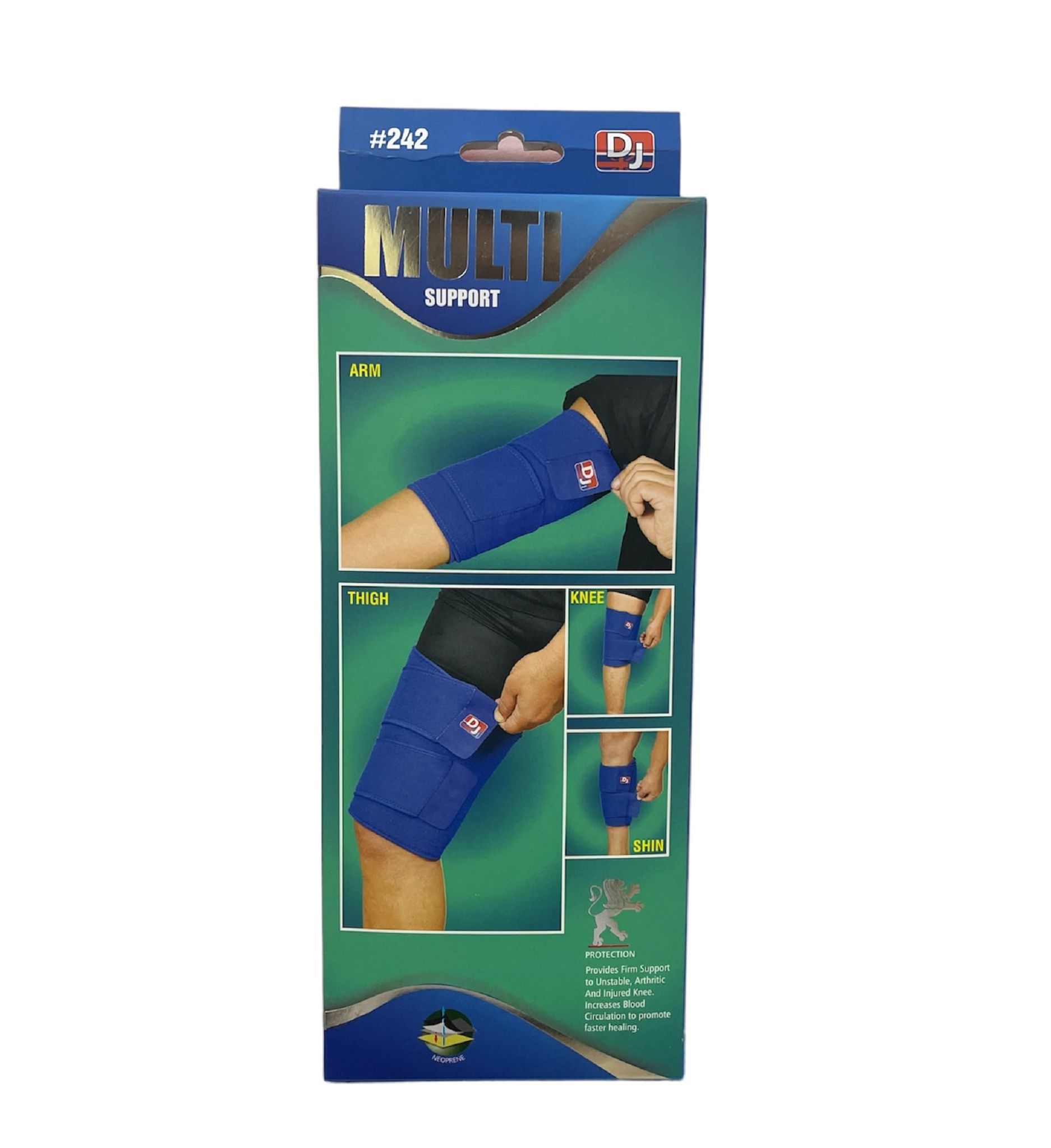 DJ Support 4 in 1 Neoprene Multi Support I Thigh I Arm I Knee I Shin I Pain Relief I Proper Fit I Free Size