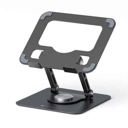 Portronics My Buddy A1 Metal Tablet Stand with 360 Rotating Base | Height & Angle Adjustable Foldable Tablet & iPad Stand | Portable Aluminum Holder for Up to 12-Inch Tablets, Smartphones & E-Readers | Supports 5kg Load (Random Color)