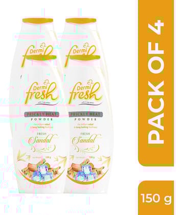 DERMIFRESH Sandal Fragrance Talc 150 gm Pack of 4