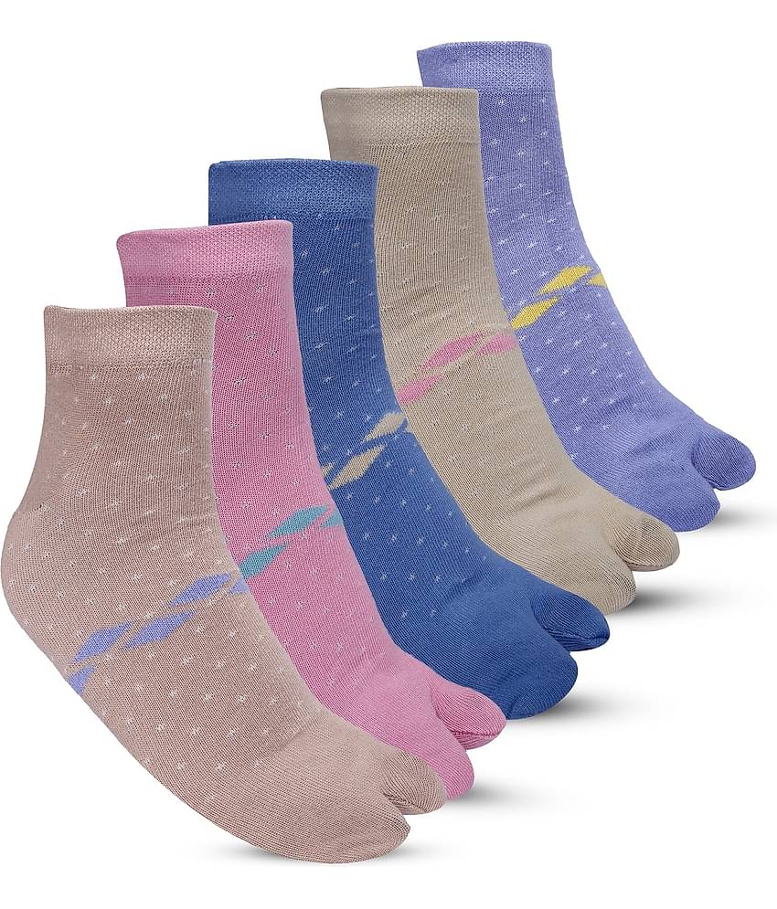 Texfro Pack of 5 Women's Cotton Ankle Length Socks ( Multicolor )