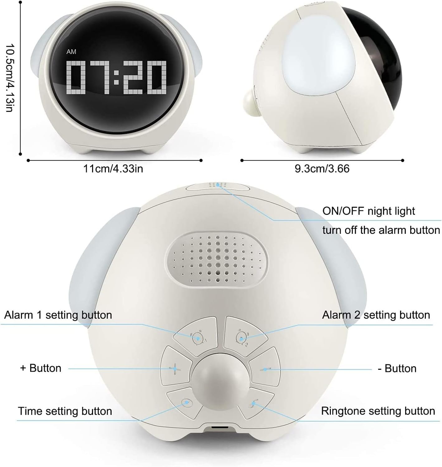 Cute Cartoon Animal Alarm Clock with Night Light and Dual Alarms for Kids, Bedroom, Home Decoration"assorted colour