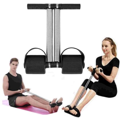 Qawvler Tummy Trimmer Dual Spring for Abs,core and Belly Fat Exercise Men and Women (Pack of 1) Color - Black, Pattern - Solid