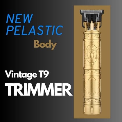 Vintage T9 Professional Cordless Hair & Beard Trimmer for Men with Zero Gap T-Blade USB Rechargeable Gold Clipper Machine
