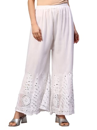 MRS RIGHT CHIKANKARI MIRROR EMBROIDERED GEORGETTE WHITE SHARARA MRS RIGHT CHIKANKARI MIRROR EMBROIDERED GEORGETTE WHITE SHARARA