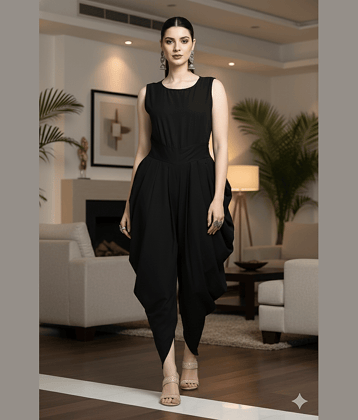 Lihana Women Crepe Jumpsuit ( Black )