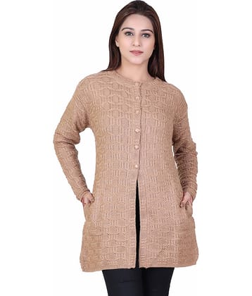 Varenyam Acrylic Beige Buttoned Cardigans - Single