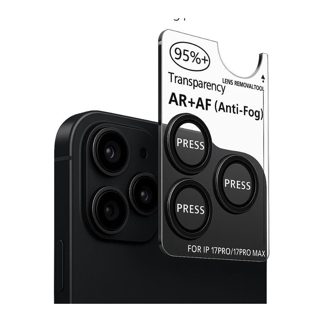 V3Deals Camera Lens Protector for iPhone 17 Pro & 17 Pro Max – 9H Tempered Glass, AR+AF Anti-Fog Coating, Crystal Clear 95% Transparency, Metal Frame (Black)