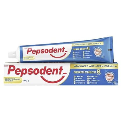 Pepsodent Germicheck 8 Actions|| Toothpaste With Anti-Germ Formula|| Clove & Neem Oil|| 100 g