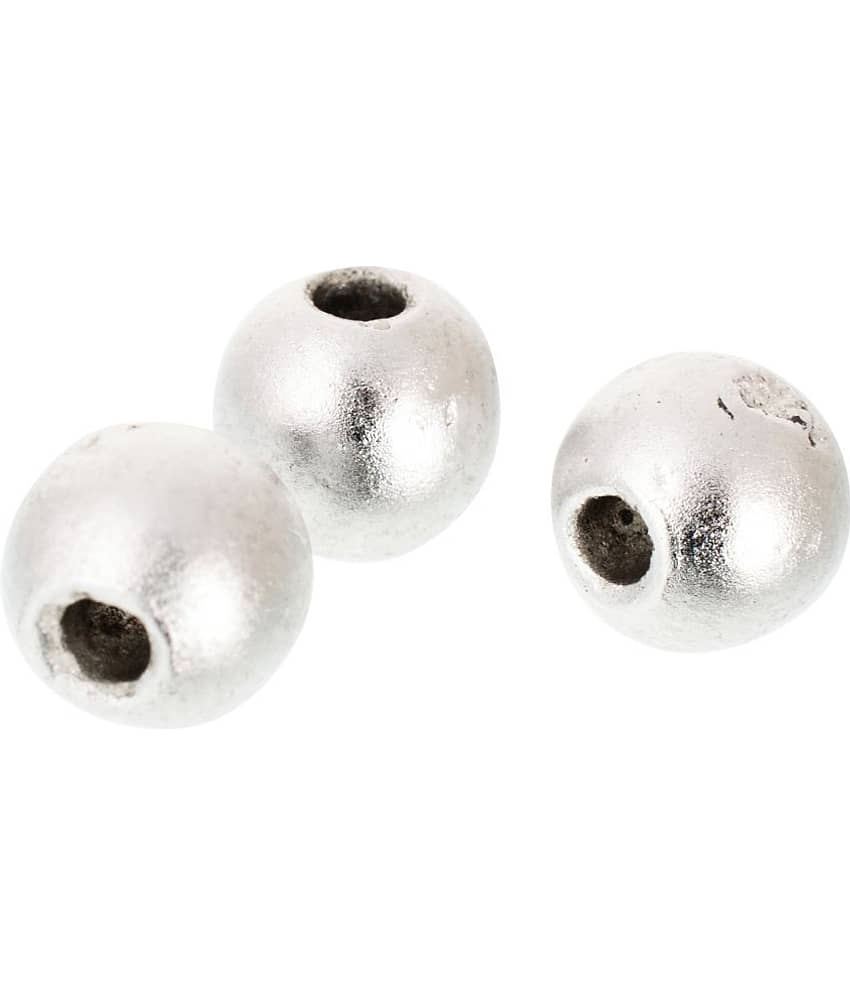 Kesar Zems Mercury Parad Bead (0.07 cm x 0.07 cm x 0.07 cm, Silver, Pack of 3)