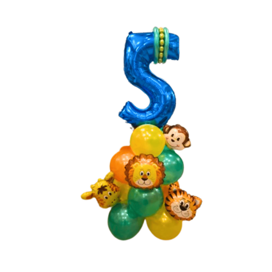 Jungle Theme Happy 5th Birthday Ballon Bouquet Set