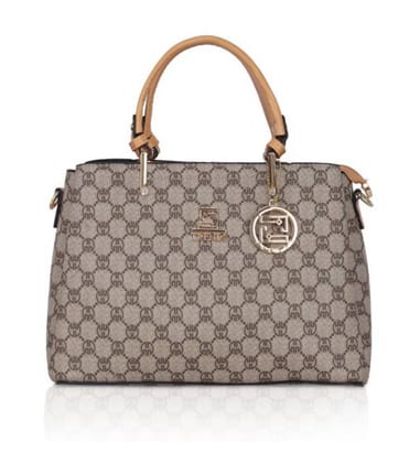 Women's Faux Leather Printed Handbag (Camel)