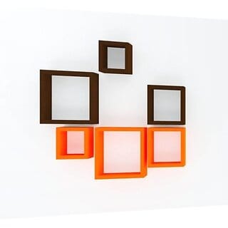 Onlinecraft Bedroom Wall Decor Wooden Wall Shelf (Number Of Shelves - 6, Blue, Orange, Multicolor)