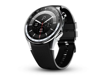 Pebble Gravity Smartwatch, 1.43 AMOLED, BT Calling, Quick Alerts, Compass, QR Payments, Health Suite & Premium Silicone Strap - Black