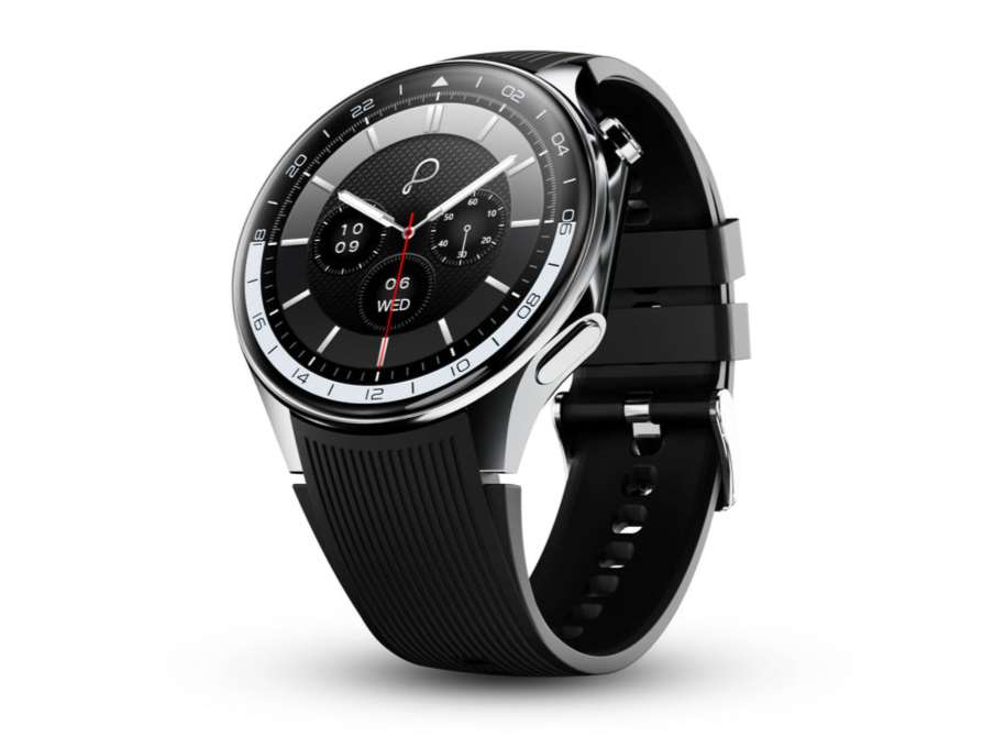 Pebble Gravity Smartwatch, 1.43 AMOLED, BT Calling, Quick Alerts, Compass, QR Payments, Health Suite & Premium Silicone Strap - Black