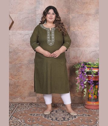 Avnii Women Cotton Printed Straight Kurti ( Green )