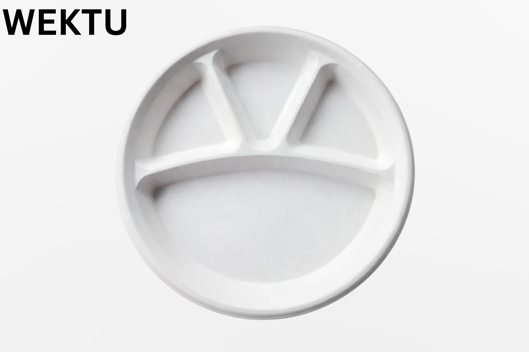 WEKTU Premium 11-Inch Eco-Friendly Sugarcane Bagasse 4-Compartment Disposable Plates (Pack of 25)