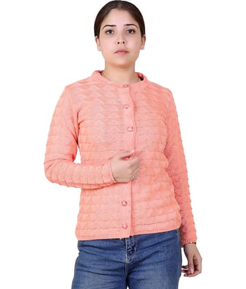 Varenyam Acrylic Peach Buttoned Cardigans - Single