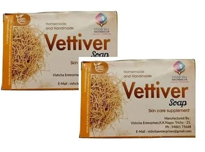 VISHCHA'S Vettiver combo(Khus) (Pack of 2). Suitable soap for summer.